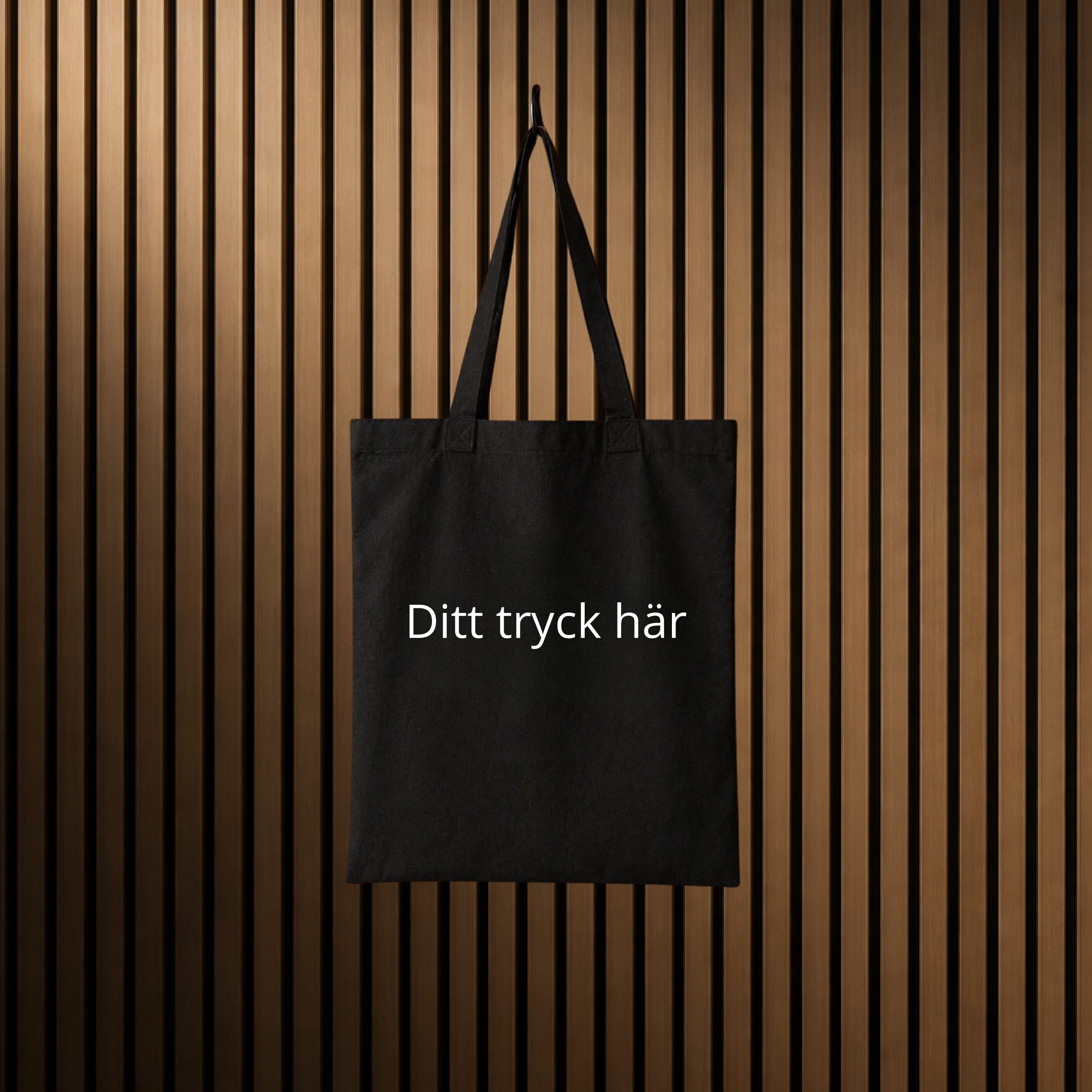 Svart tygpåse med ditt tryck